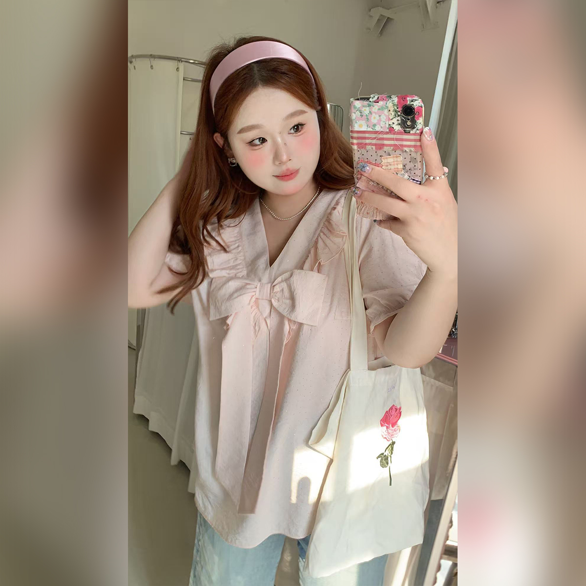 205徐达布【瑰褶風鈴】大码法式衬衫女微胖新款闪闪衬衣C36172C52