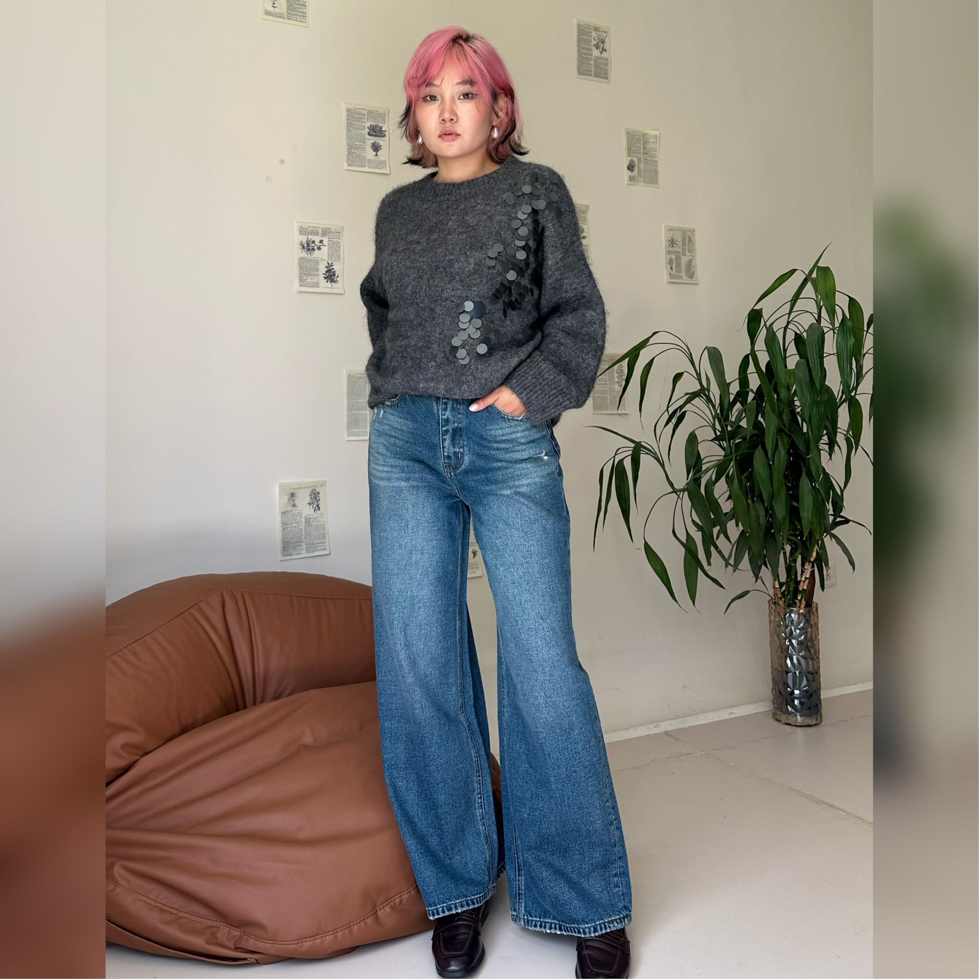 【Paobi mini服饰】女士显瘦直筒时尚牛仔裤