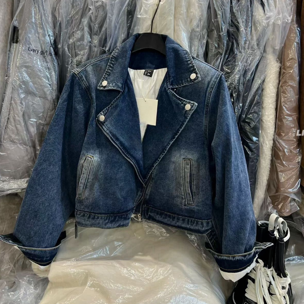 【FF】2025新款羽绒牛仔外套 韩系休闲时尚