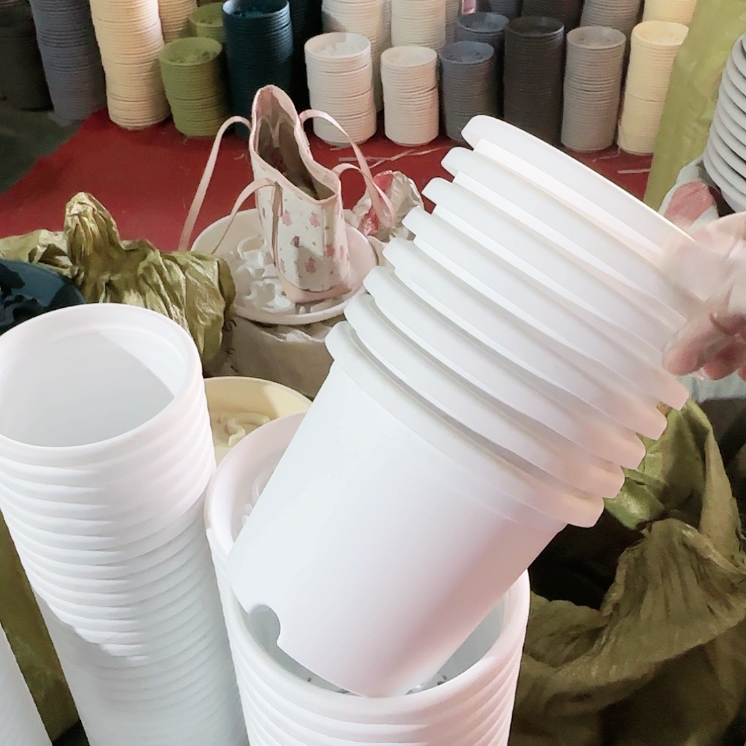 树脂四季盆2#无拖纯白6