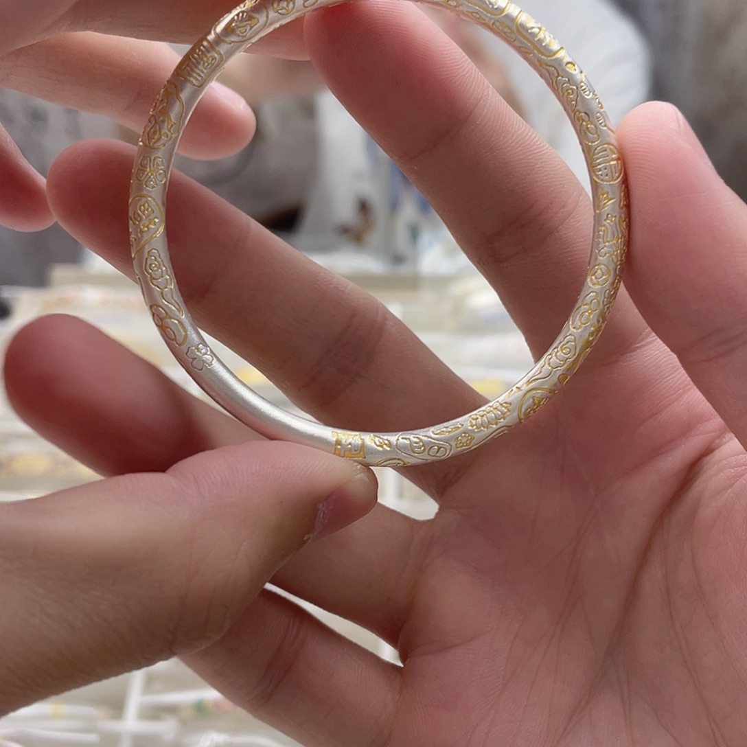 珐琅足银招财猫闭口手镯约28.5g