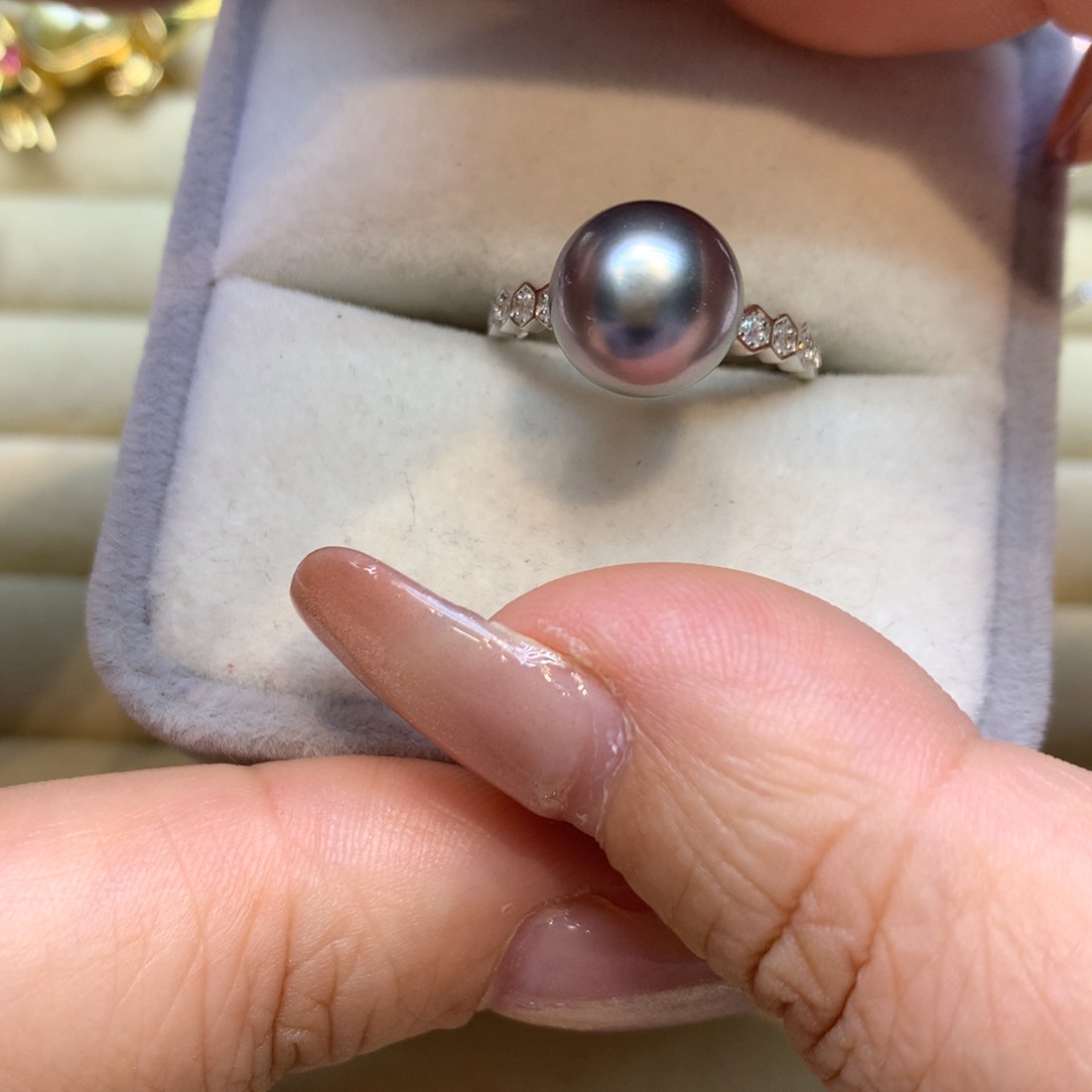 银S925镶嵌戒指海水珍珠