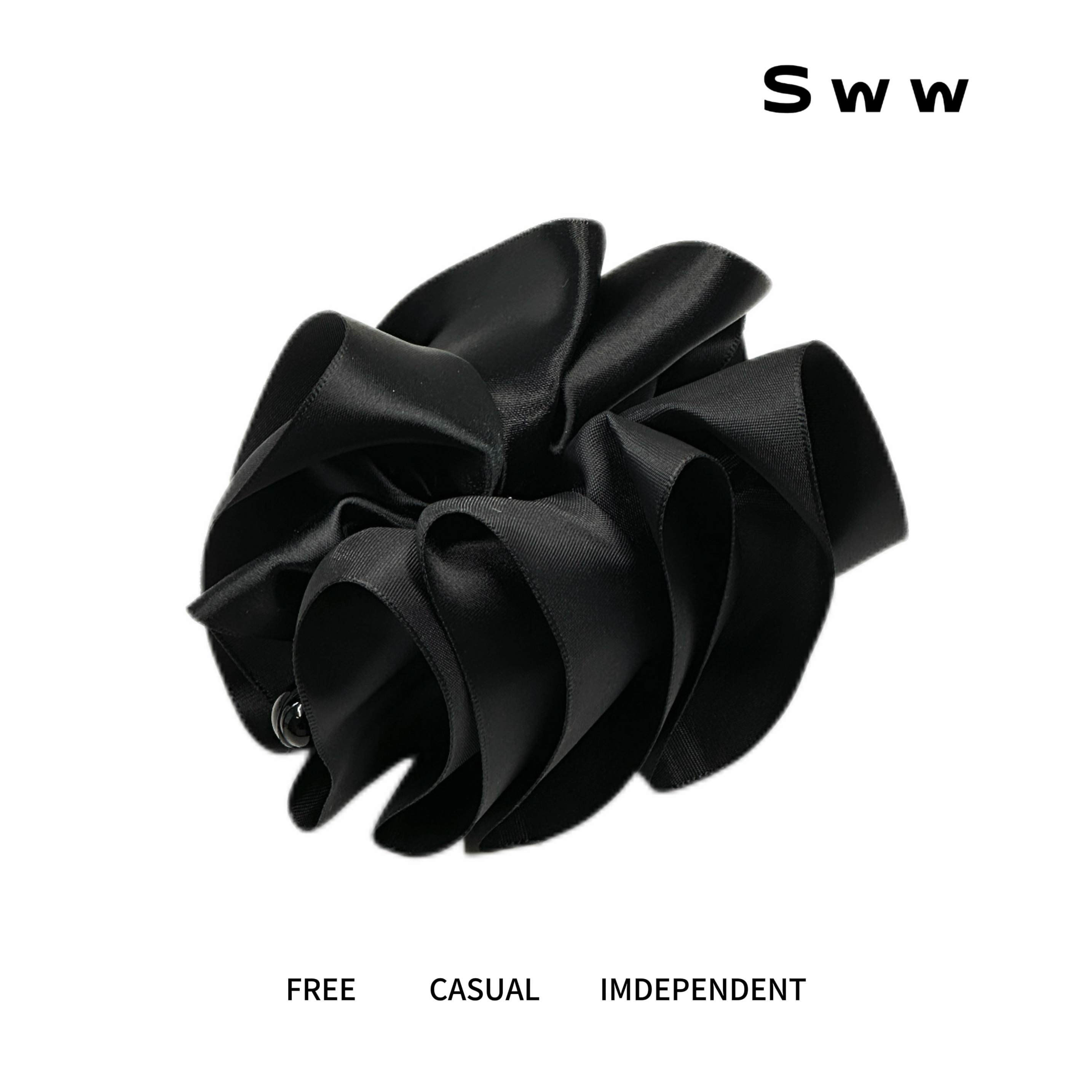 SWW立体蓬松褶皱缎面泡泡香蕉夹显发量后脑勺夹