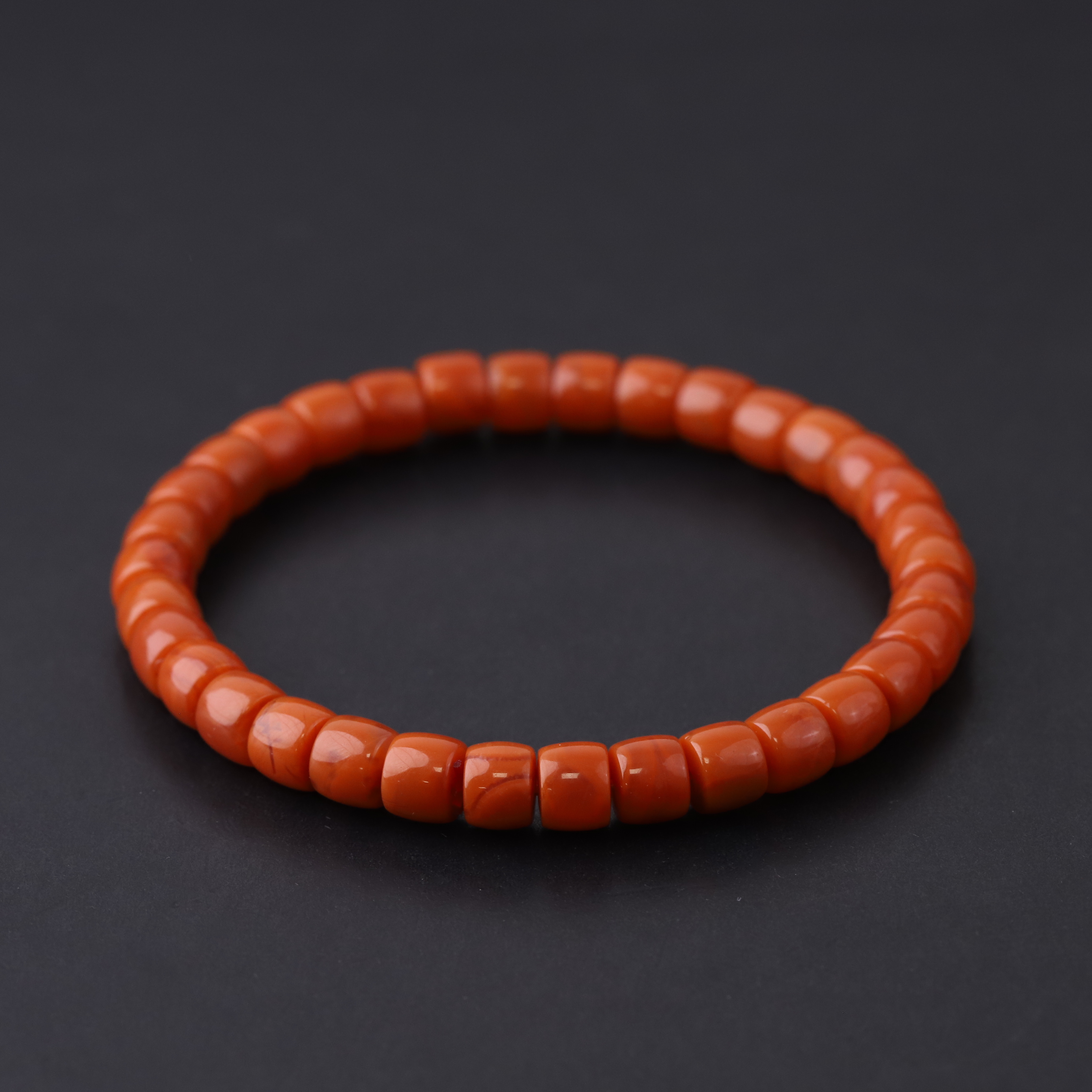 S8200原矿南红川料直切文玩单圈手串