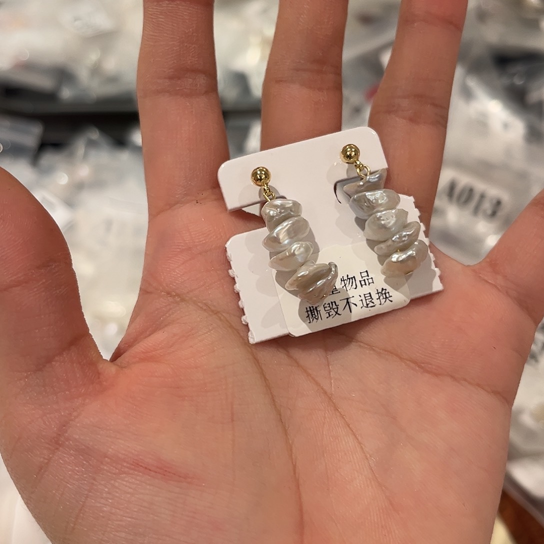 合金淡水珍珠耳饰