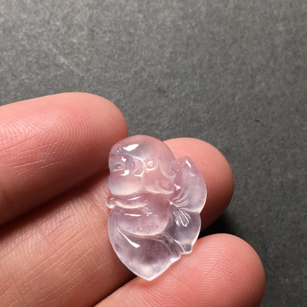 尺寸20.1-13.5-3.1缅甸翡翠白冰透天使仙子波妞可爱精致颈饰珠宝