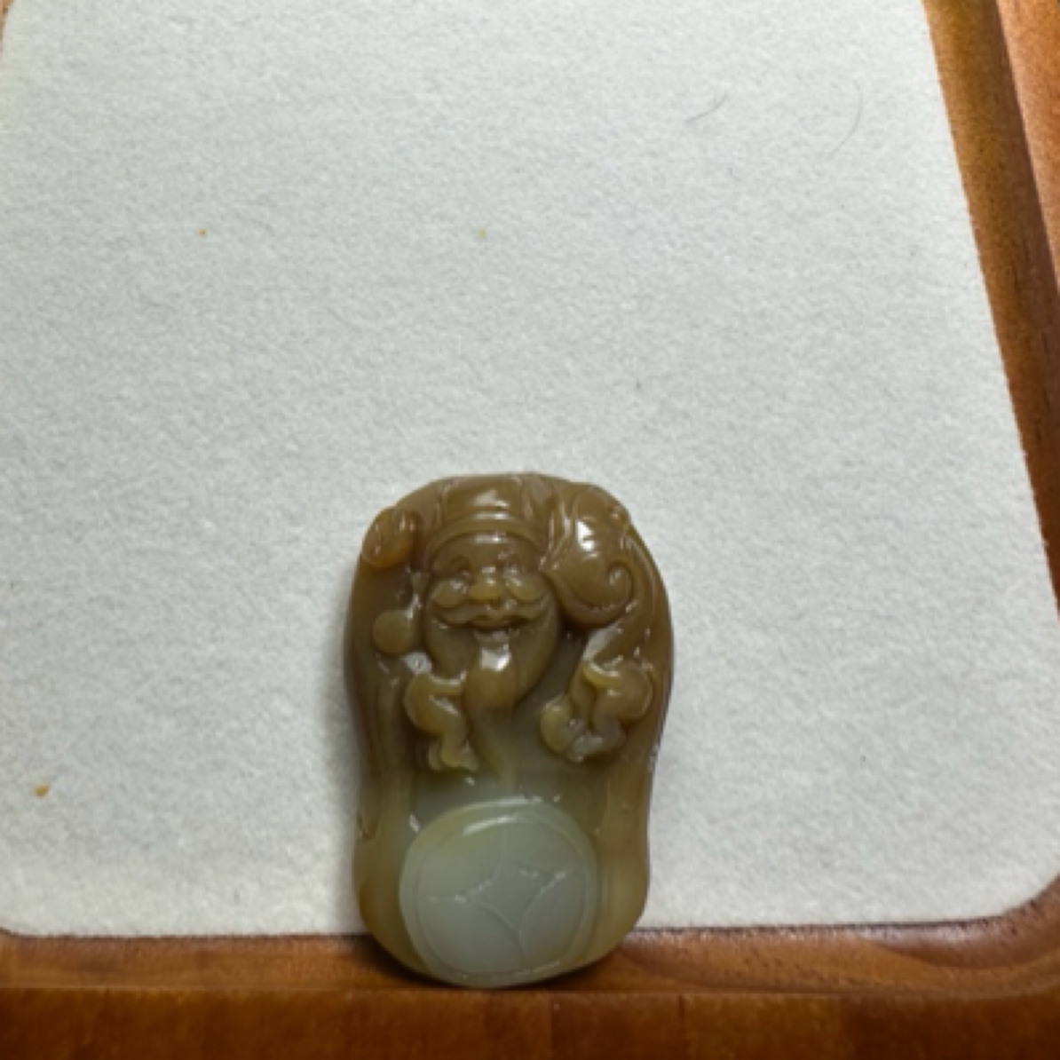 纯天然和田玉糖白财神吊坠