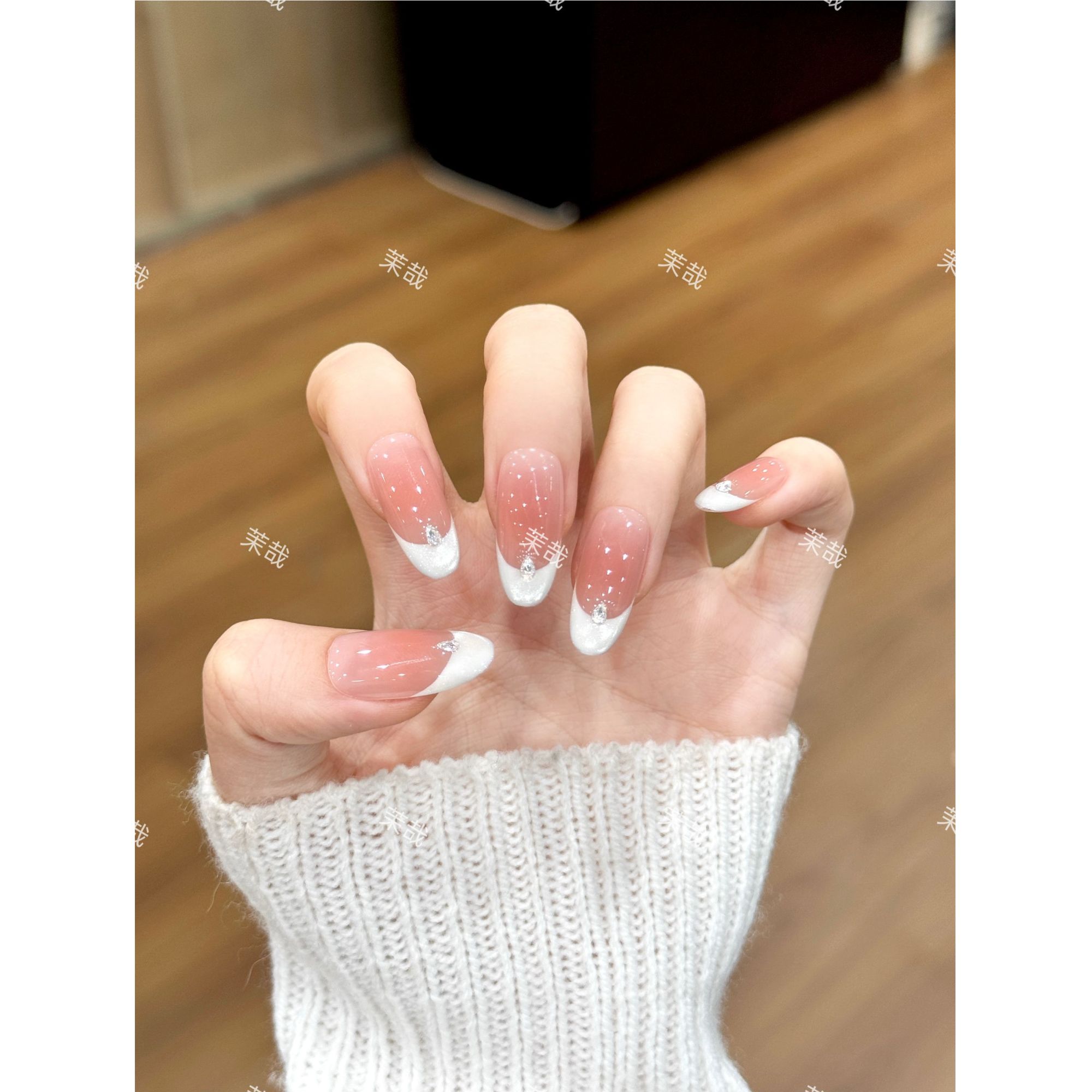 茉哉w现货【纯白茉莉】纯手工定制美甲拆卸穿戴甲A5234
