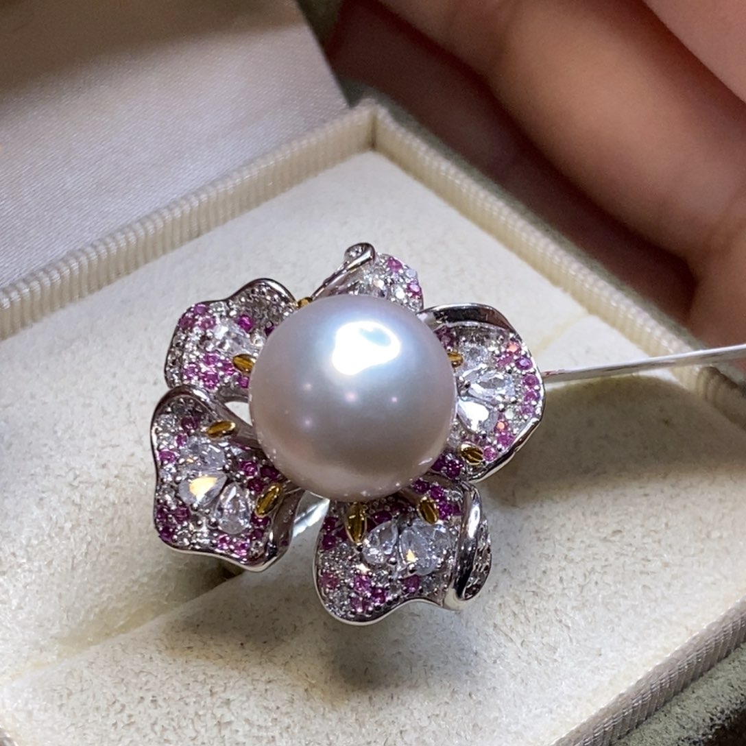 淡水珍珠戒指银S925镶嵌