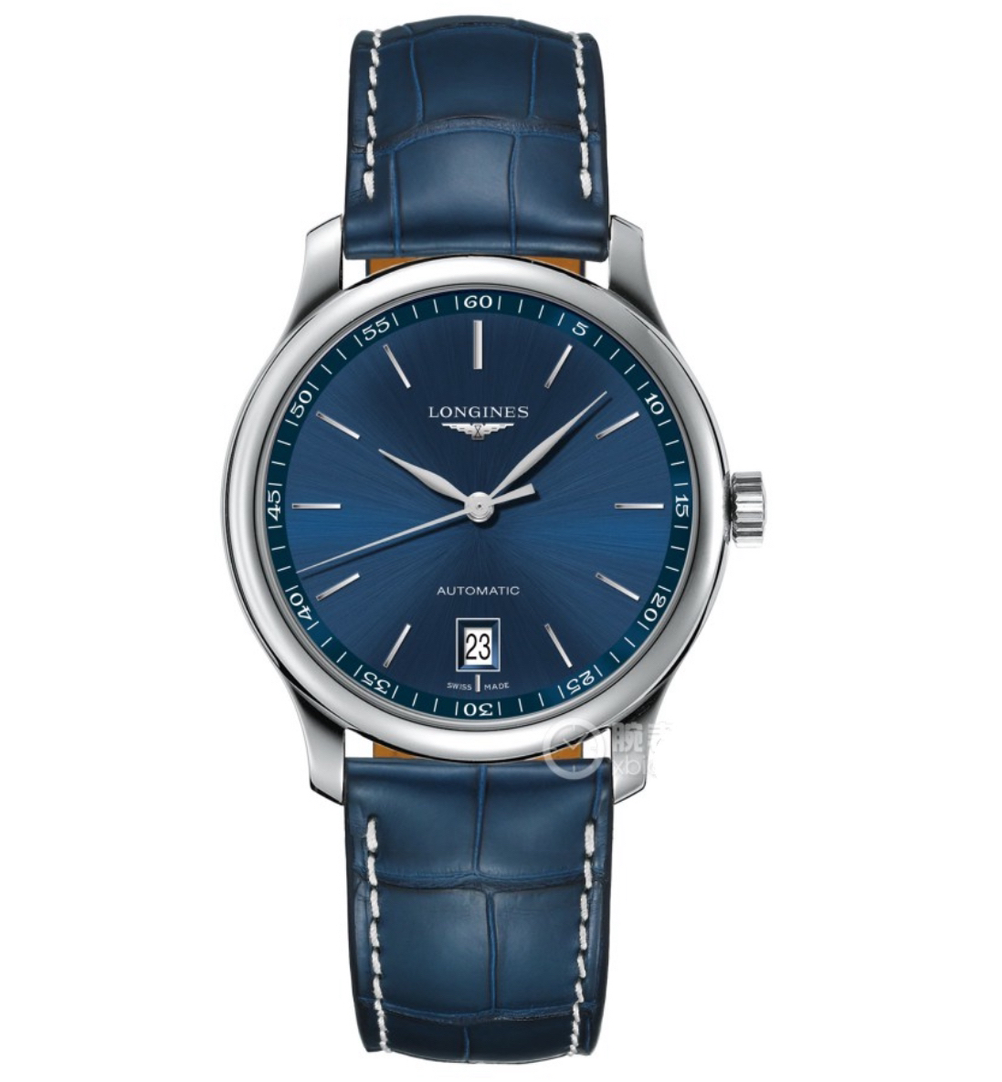 99新 Longines/浪琴 /名匠628蓝盘皮带/表径38.5/自动机械男表