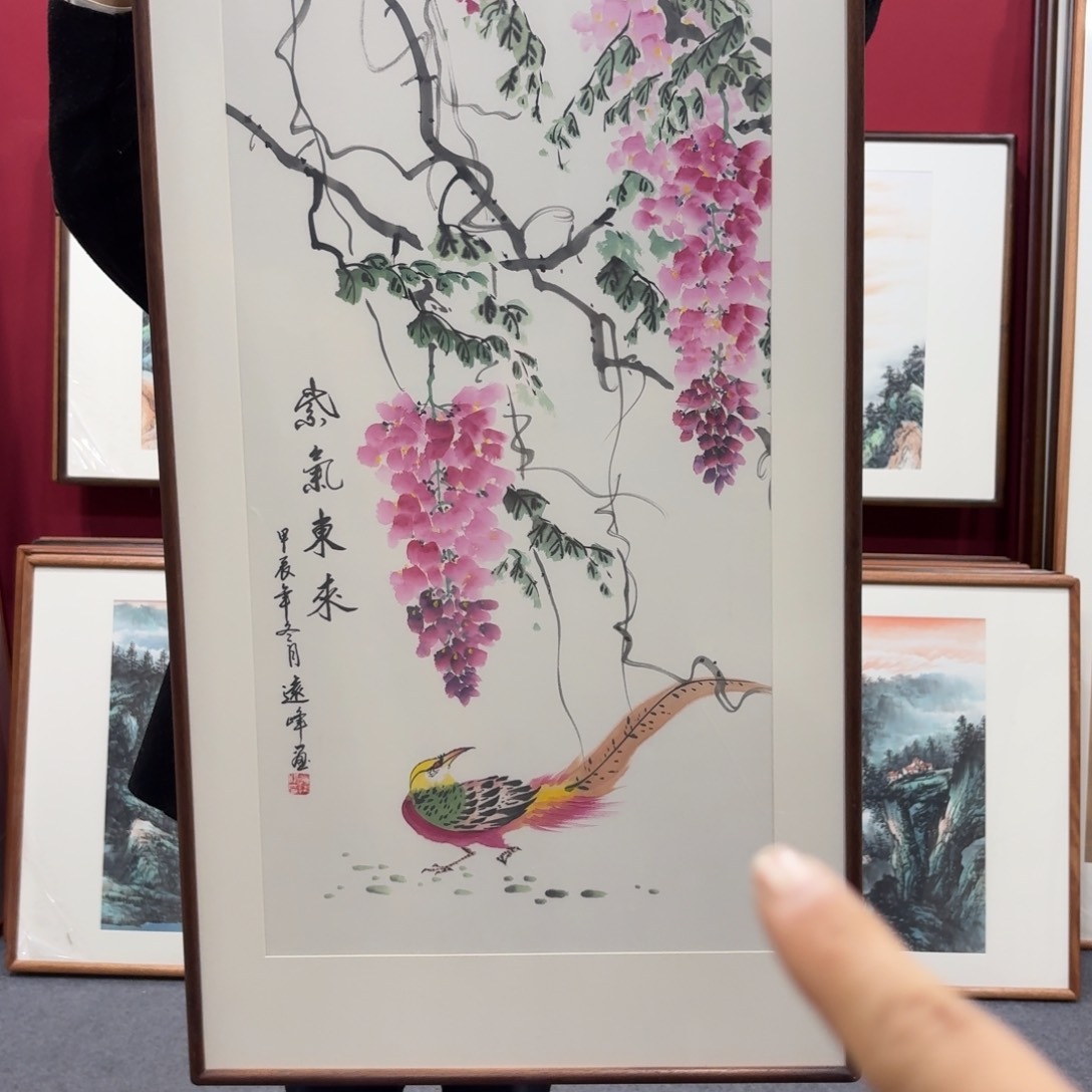 国画手绘作品带框120成60