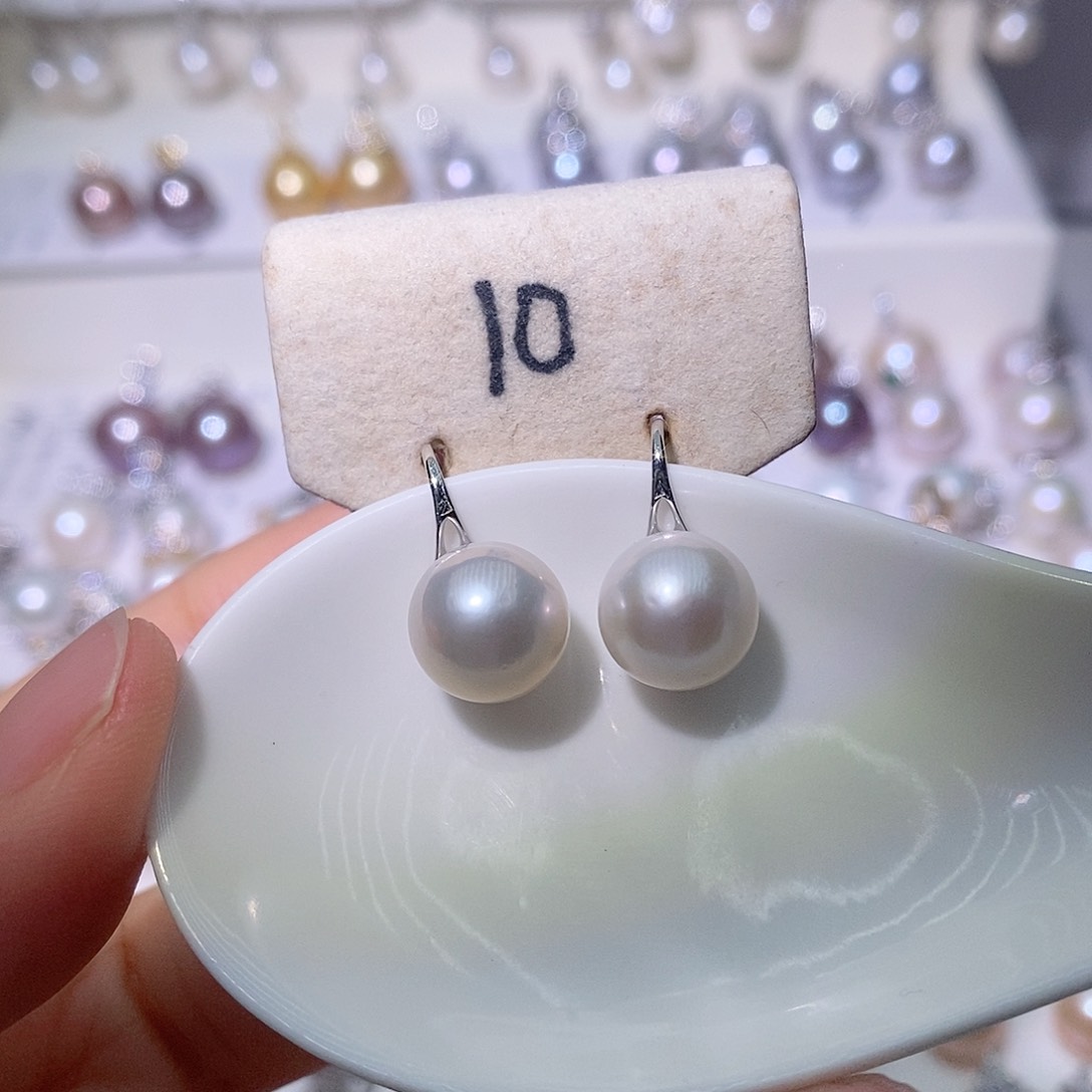 淡水珍珠耳饰银S925镶嵌尺寸10/11毫米