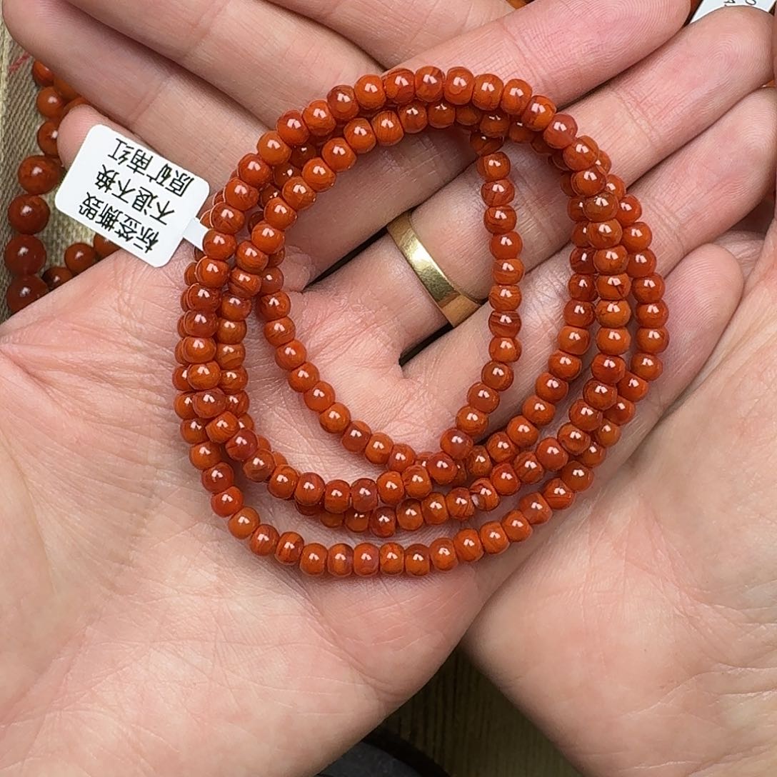 南红玛瑙手链未镶嵌项链多圈原矿瓦西老型4.9mm
