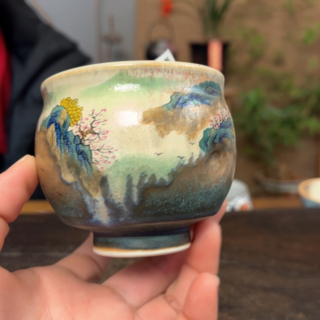 杯景德镇柴烧手绘杯
