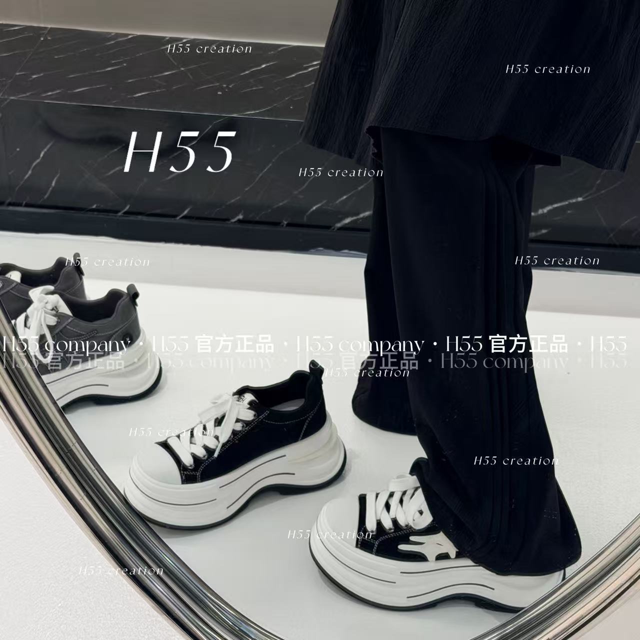 【H55粉丝专享】26ss叠叠乐7cm！增高鞋“梦回千禧”帆布鞋25-3427