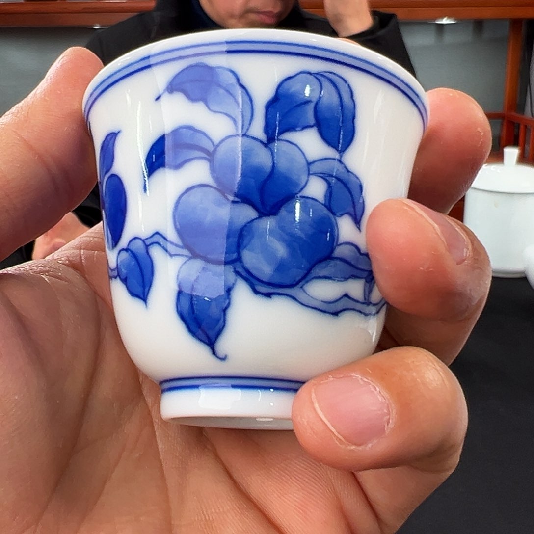 柴窑青花铃铛杯一级品