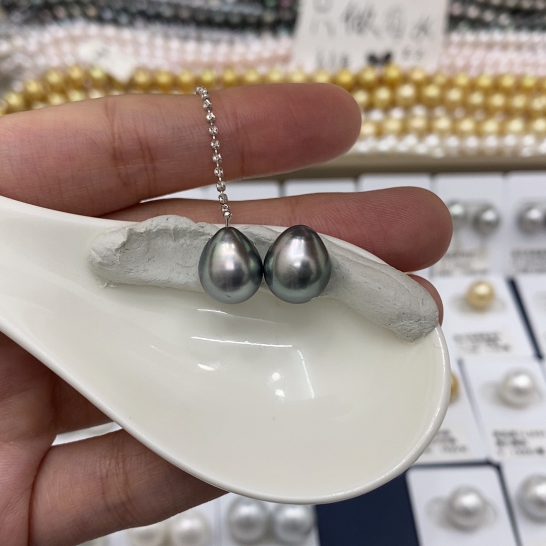 海水珍珠裸珠未镶嵌大溪地铂金灰10-11不含配件