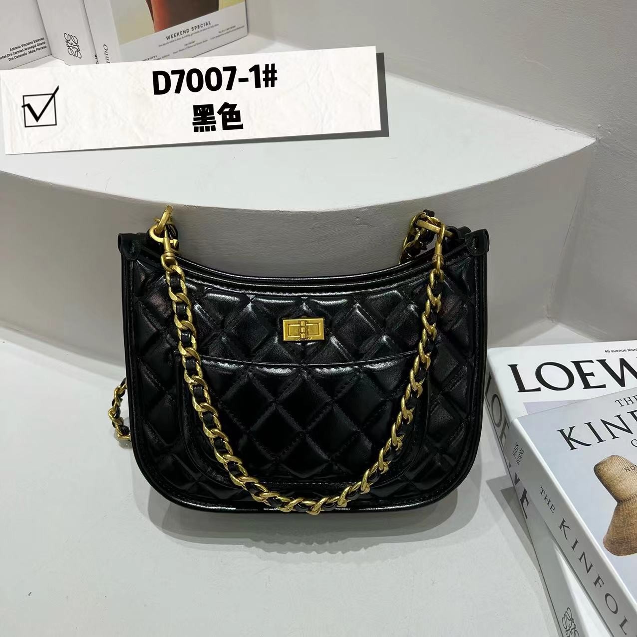 【YI CHEN】ZT-D7007-1-黑色-高定轻奢时尚百搭潮流女神包包