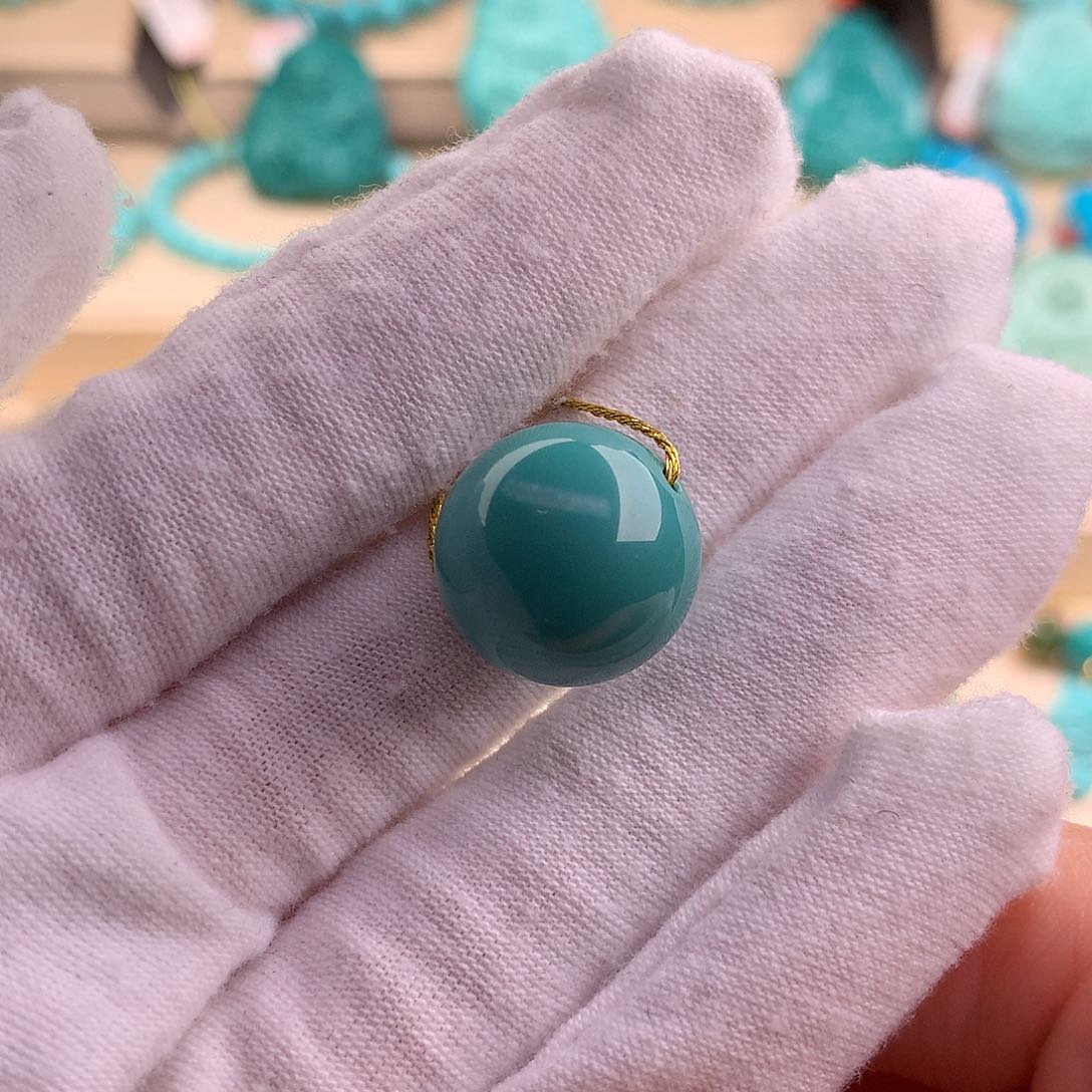 绿松石珠宝奇石未镶嵌16mm