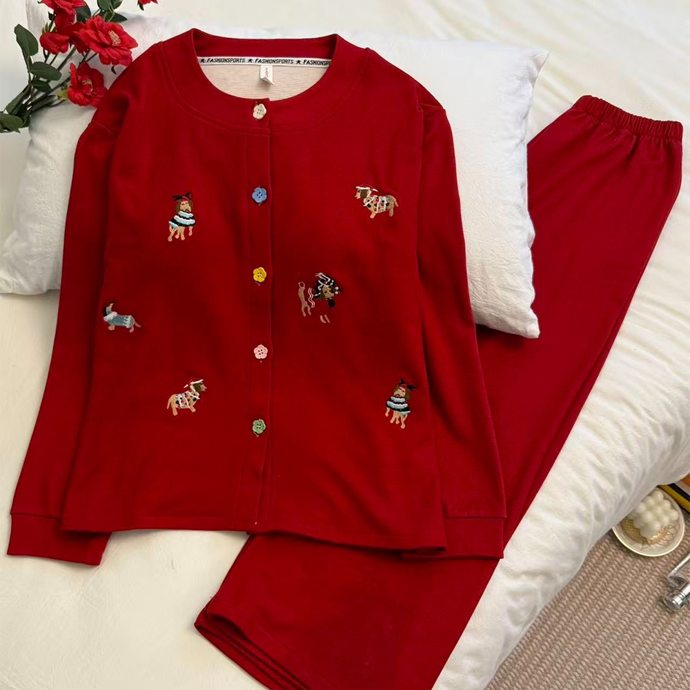 睡衣女款爆款2025新款冬季暖绒长袖长裤开衫带胸垫休闲家居服套装