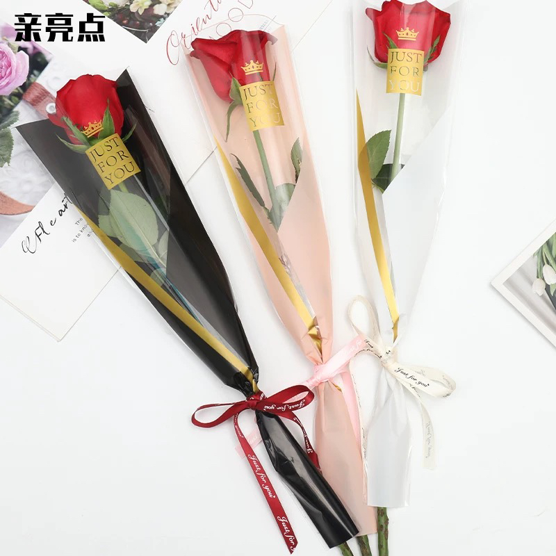 三角袋玫瑰花束包装单支鲜花花艺材料