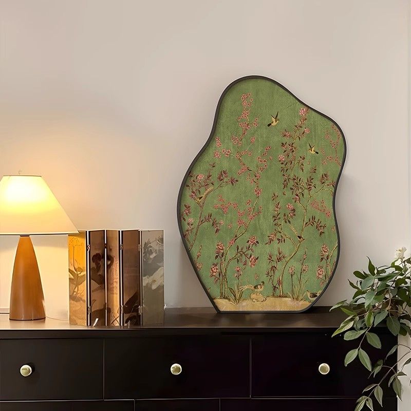 平安百果图中古风桌面装饰画复古艺术桌面摆画卧室小众电视柜摆件