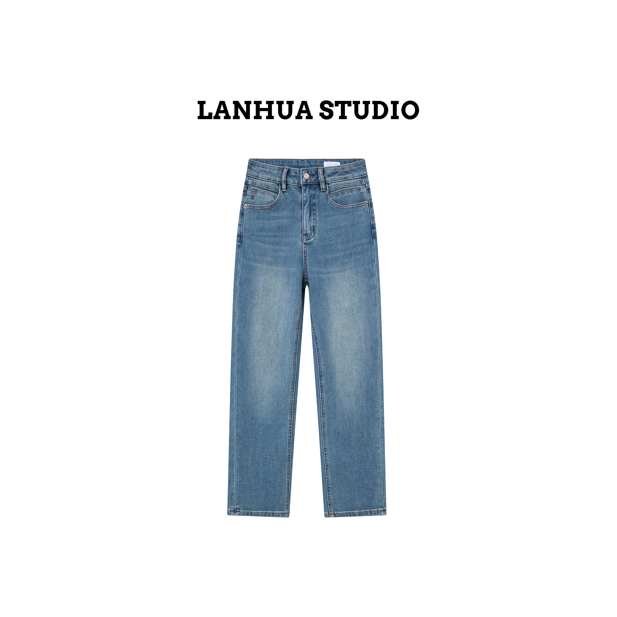 2025【巴？家】极简风中腰牛仔潮流筒裤山本风 焰蓝色九分烟管5505