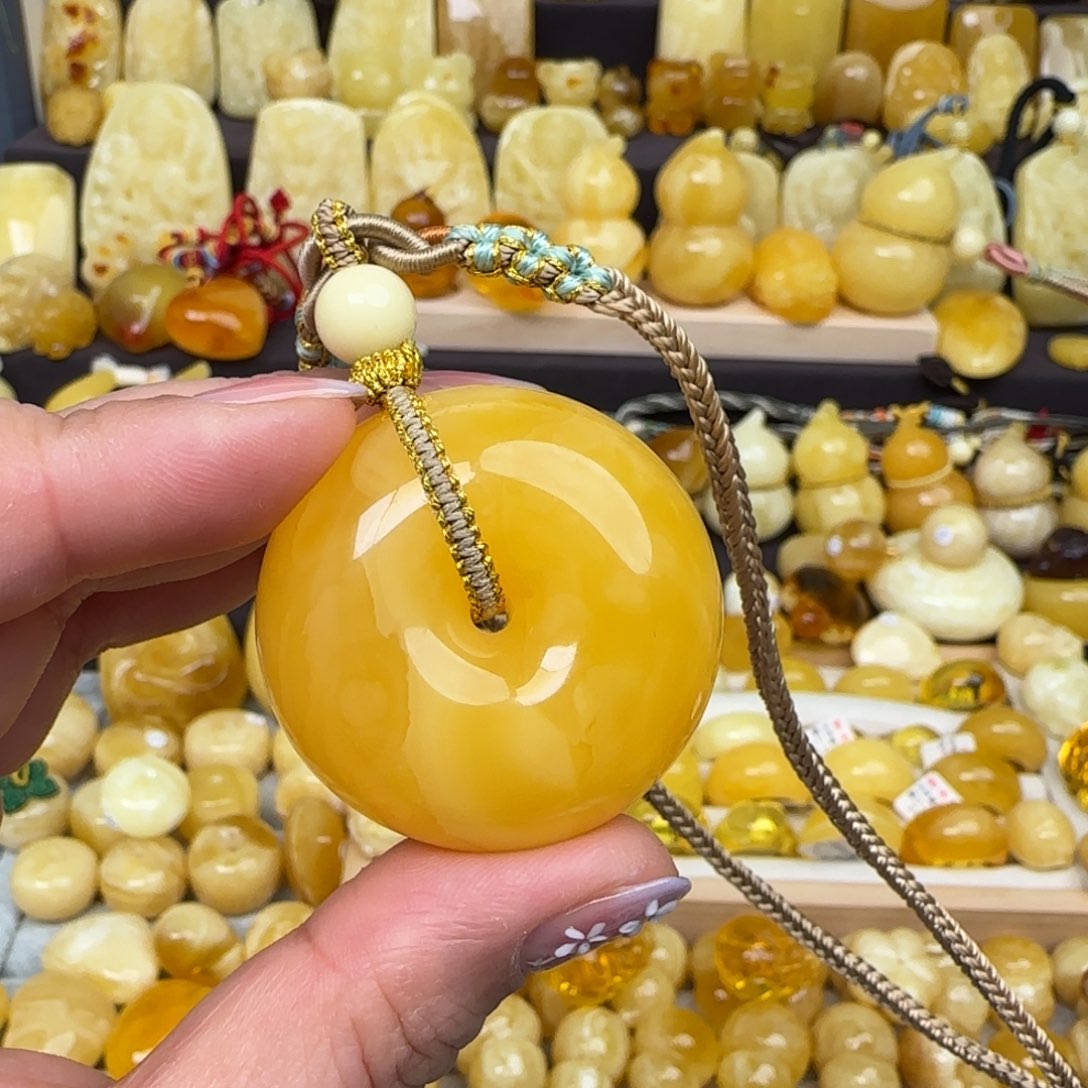 未镶嵌蜜蜡项圈天然焦皮料蜜蜡平安扣