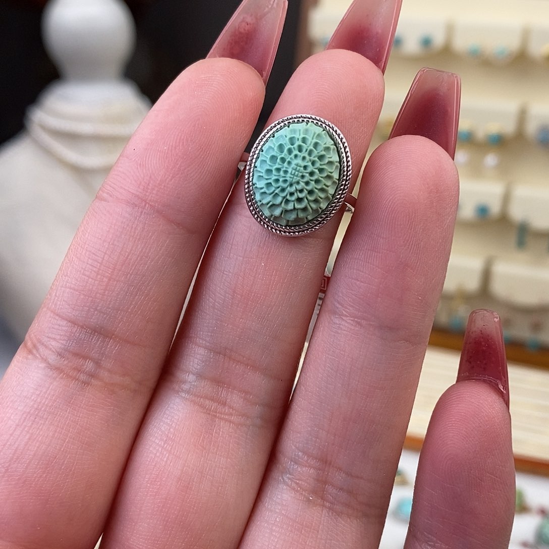 绿松石戒指银S925镶嵌