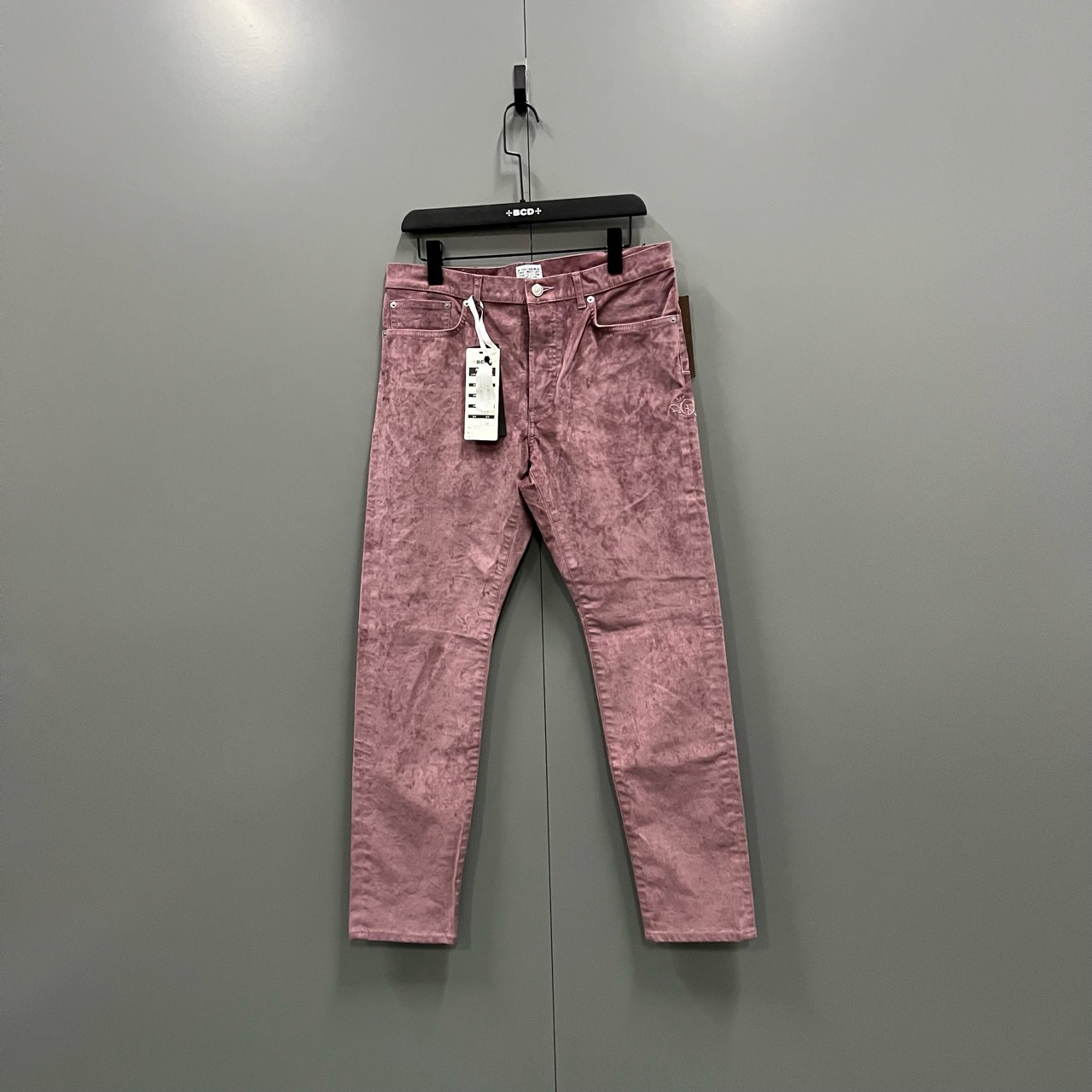 全新未使用 DIOR/迪奥 ab 粉色植绒修身长裤 31码