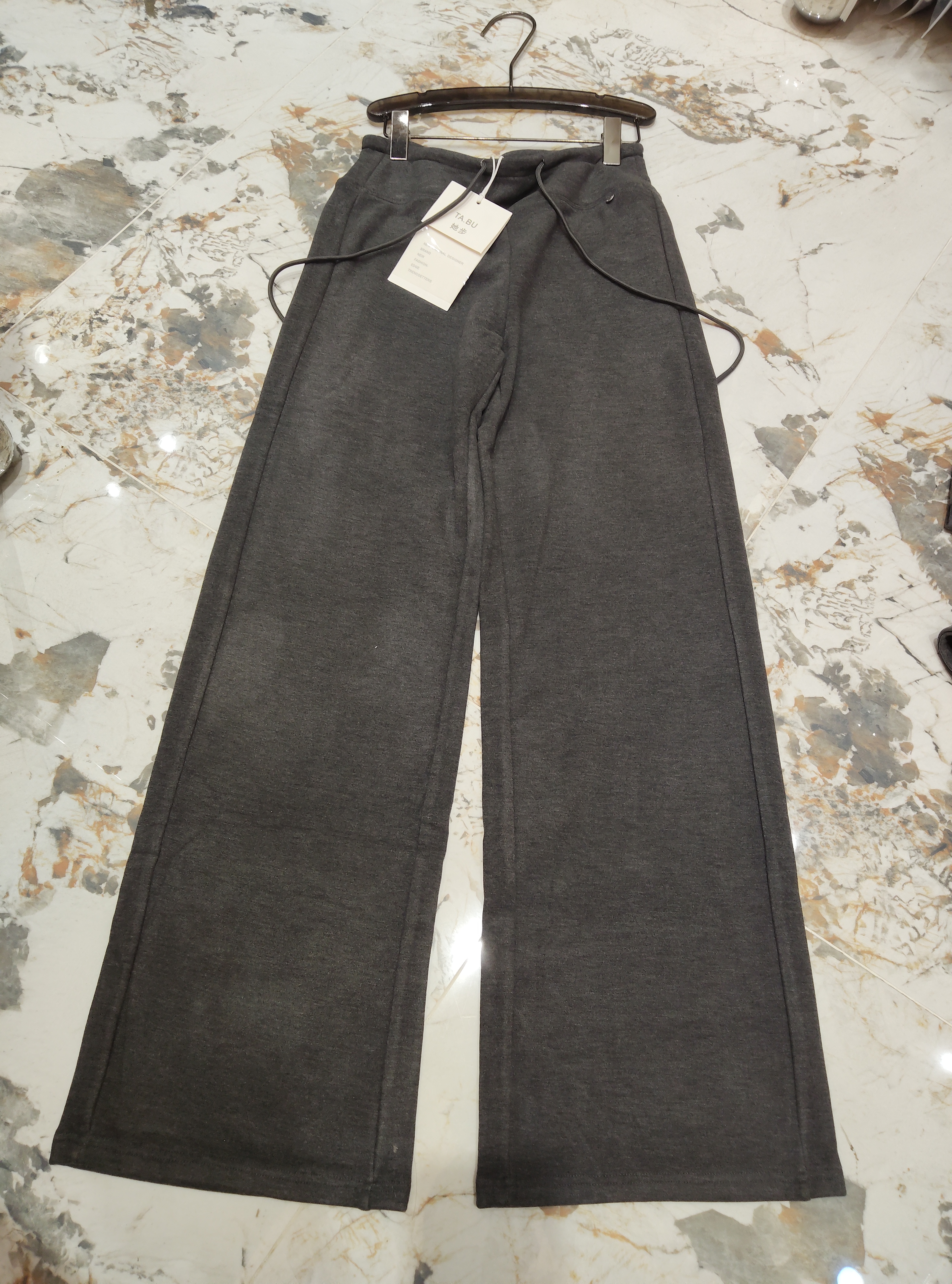 《GZZY》秋冬加绒加厚高腰显瘦宽松垂感毛呢弯刀阔腿休闲长裤