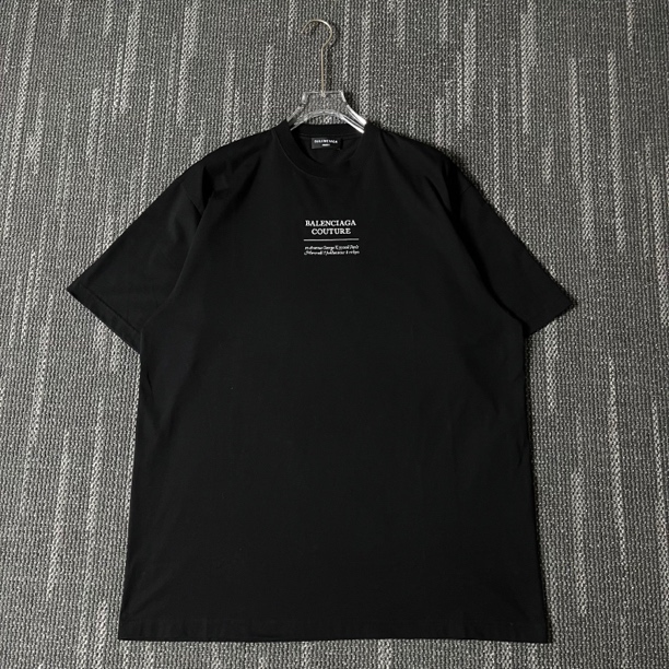 99新 Balenciaga/巴黎世家 标语刺绣logo黑色短袖T恤/XS码/0353