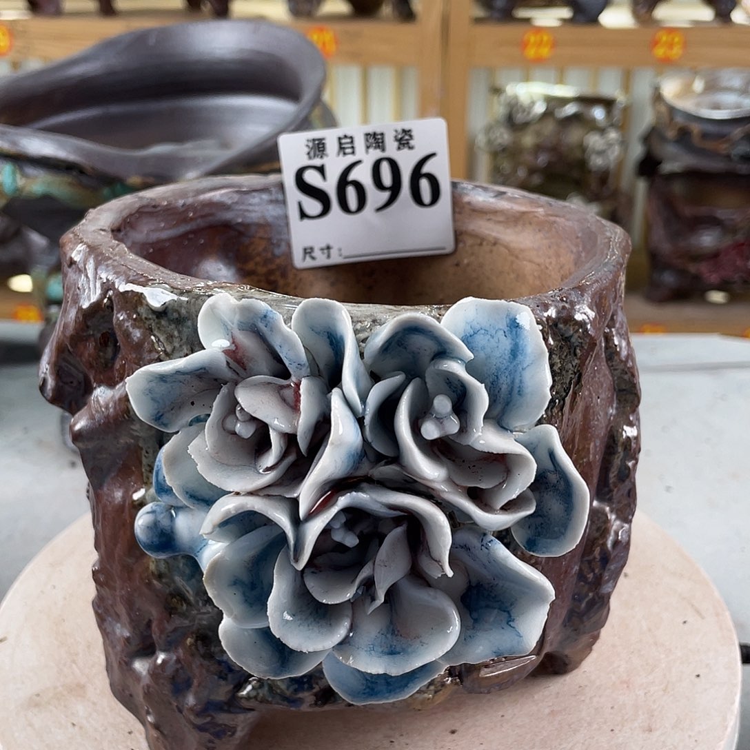 紫砂花盆景德镇陶瓷花盆696