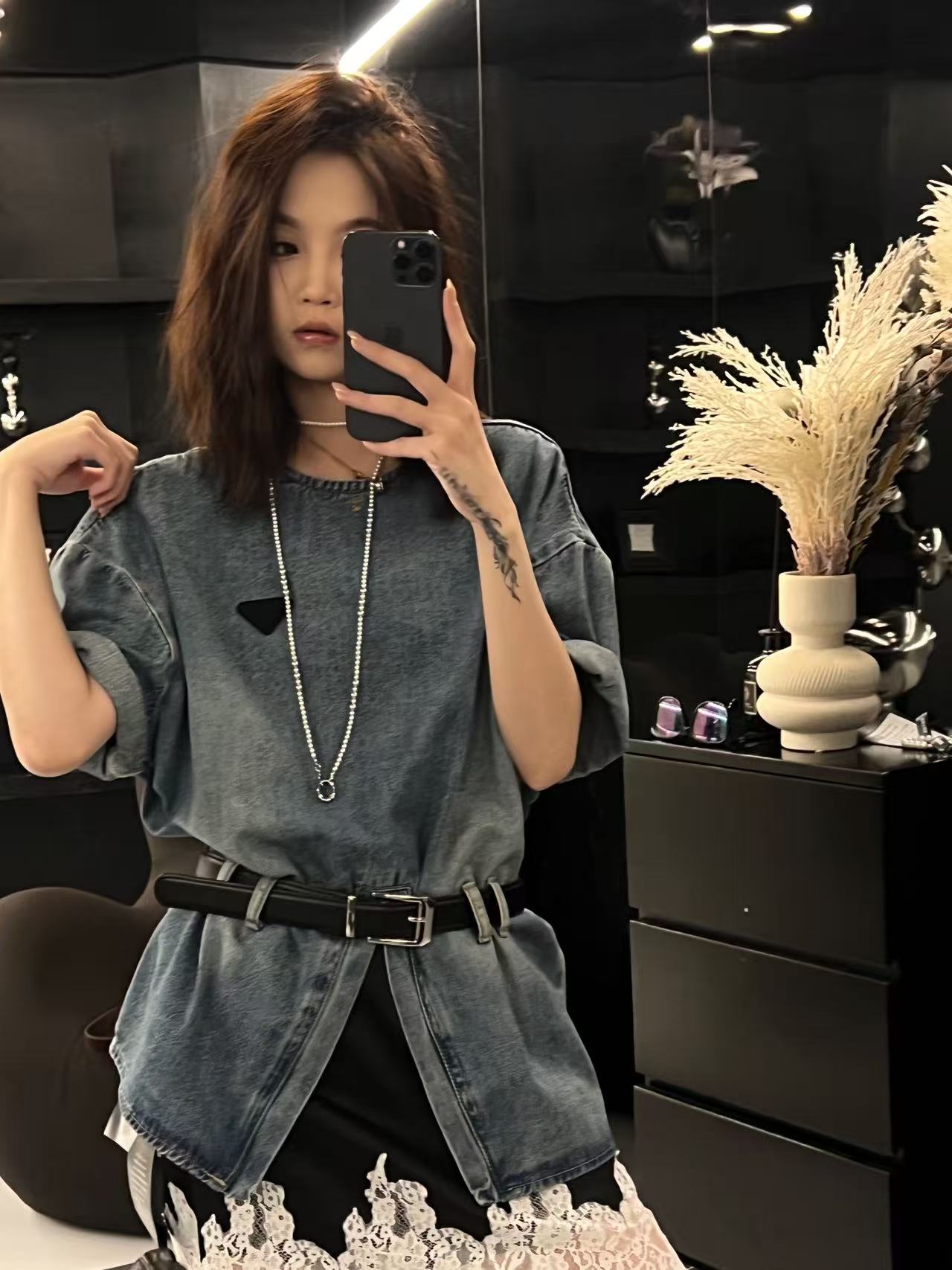 佩吉【不可或缺】舒适高级百搭时尚夏季短袖牛仔上衣040606