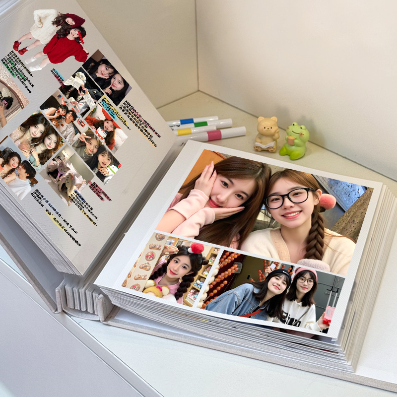 diy相册自粘贴覆膜式情侣纪念册儿童成长照片收纳3寸4拍立得影集6