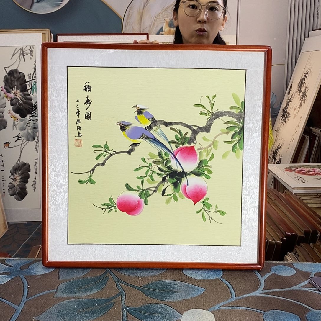 国画62✖️62厘米带框包邮国画作品
