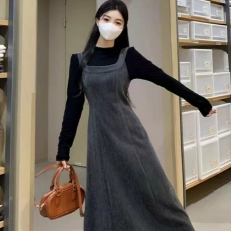 【玲胖胖 甜橘晴朗】冬季背带套装显瘦百搭大码女装连衣裙LPPCK168