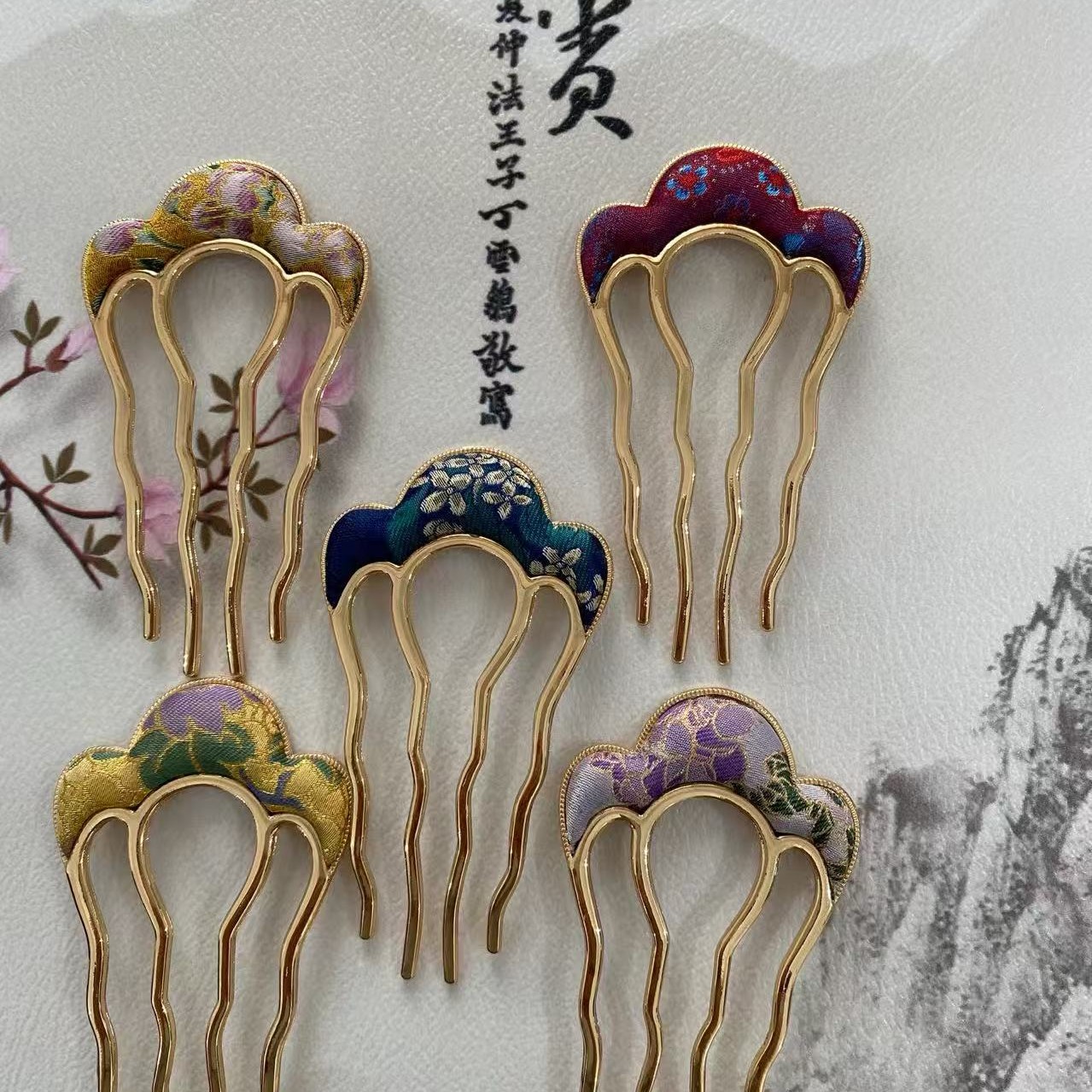 非遗名家宋锦新中式插梳