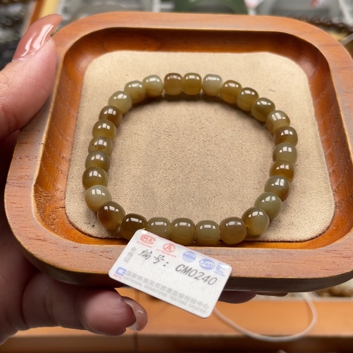 和田玉手串6*7mm未镶嵌