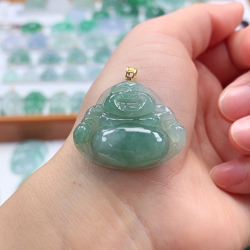 【闪购商品】翡翠吊坠(赠链)18K金镶嵌