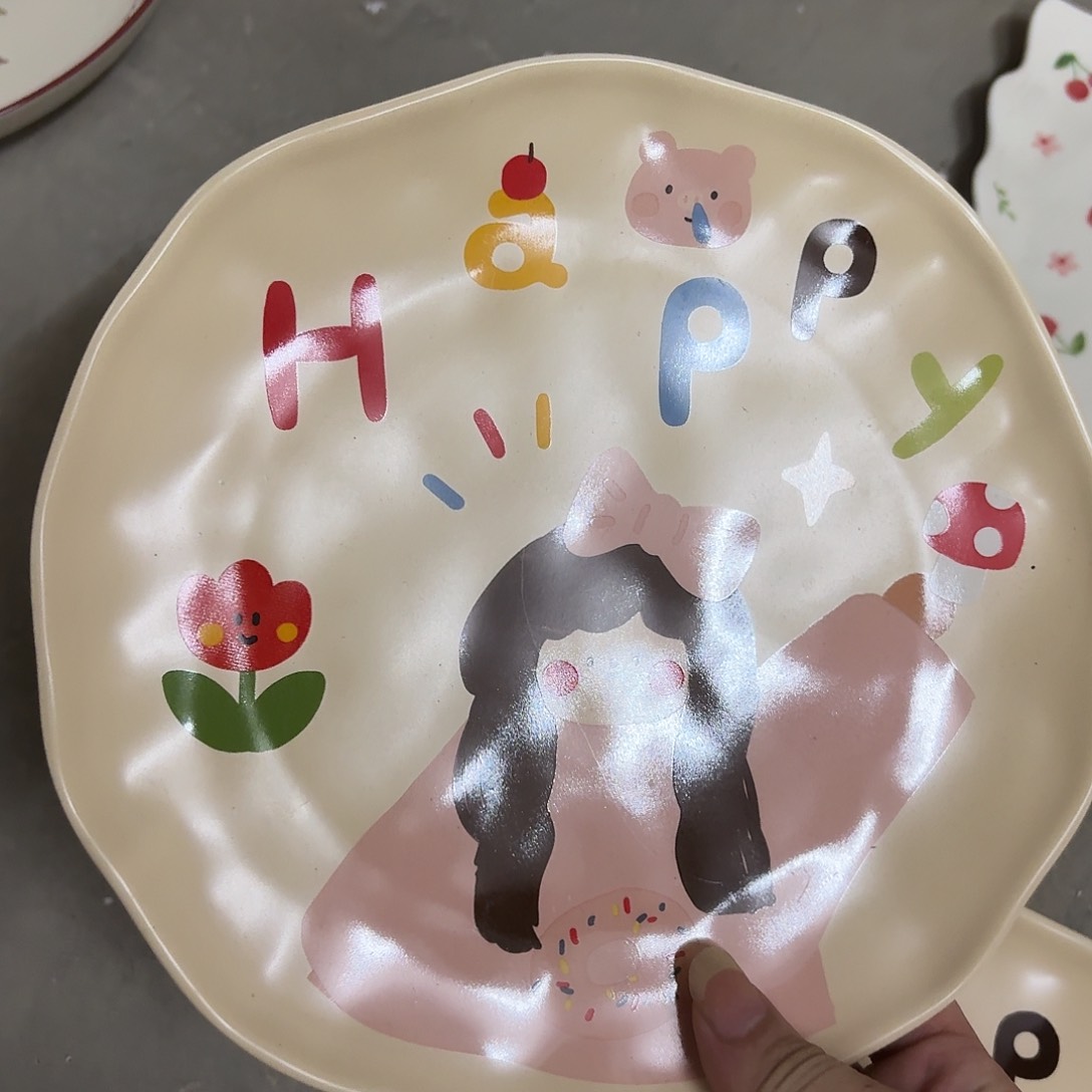 搪瓷微瑕一个粉女孩盘