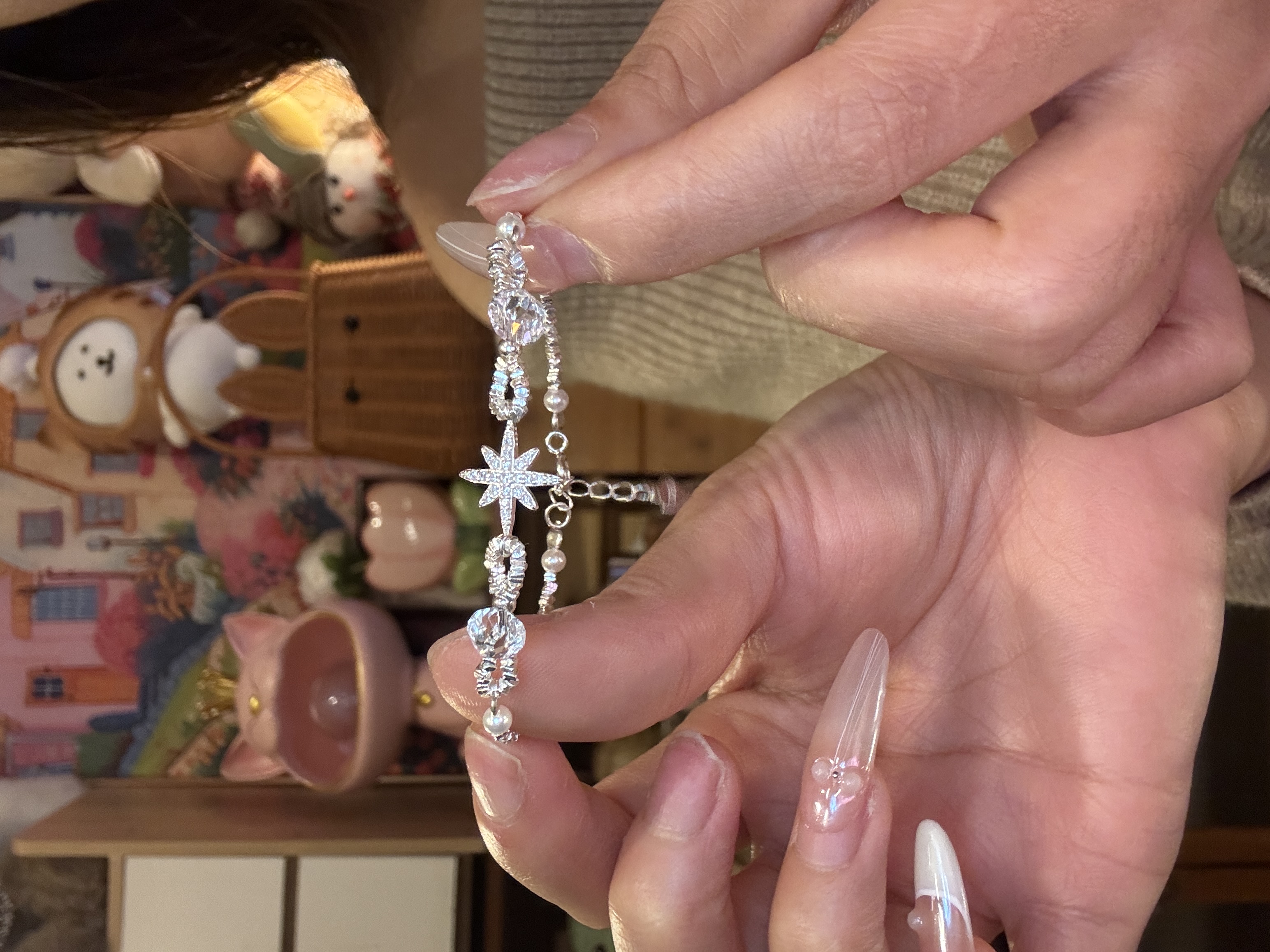 925银手链 【冬雪】原创手链s925银仙女饰品高级感女款碎银子六芒星