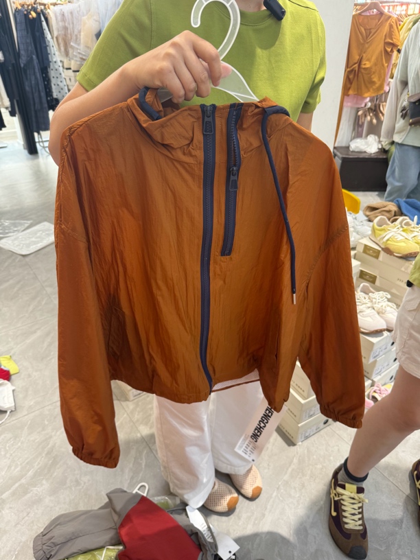 连帽双拉链防晒服橘色