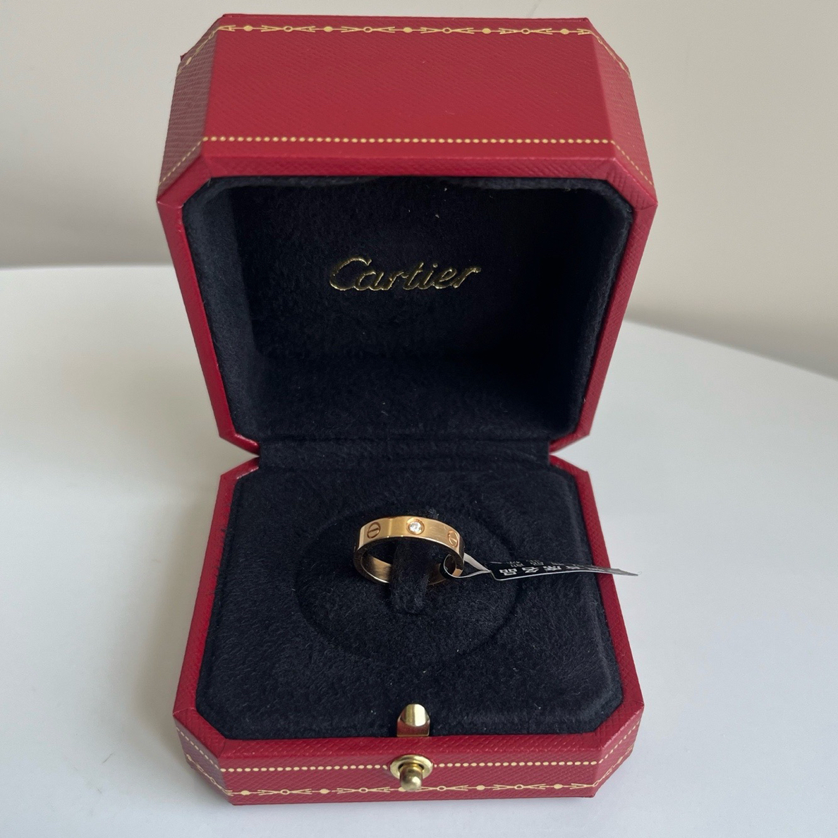 99新 Cartier/卡地亚 玫瑰金love系列单钻戒指50圈号