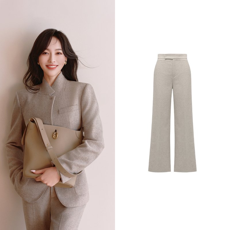 [唐嫣同款]EP雅莹2025早秋新款 含山羊绒简约直筒阔腿裤6429A