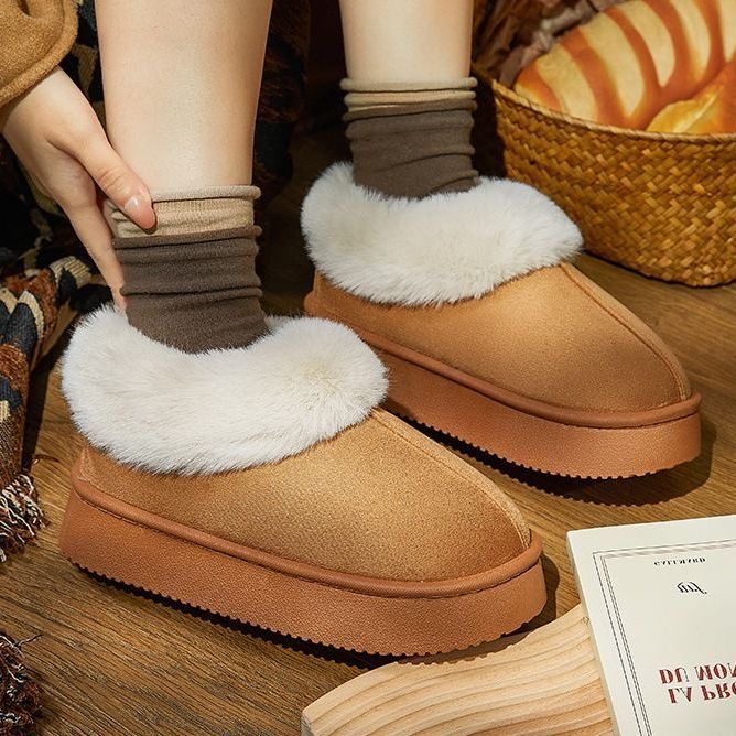 情侣男女款冬季加绒保暖可内外两穿包跟棉拖半拖