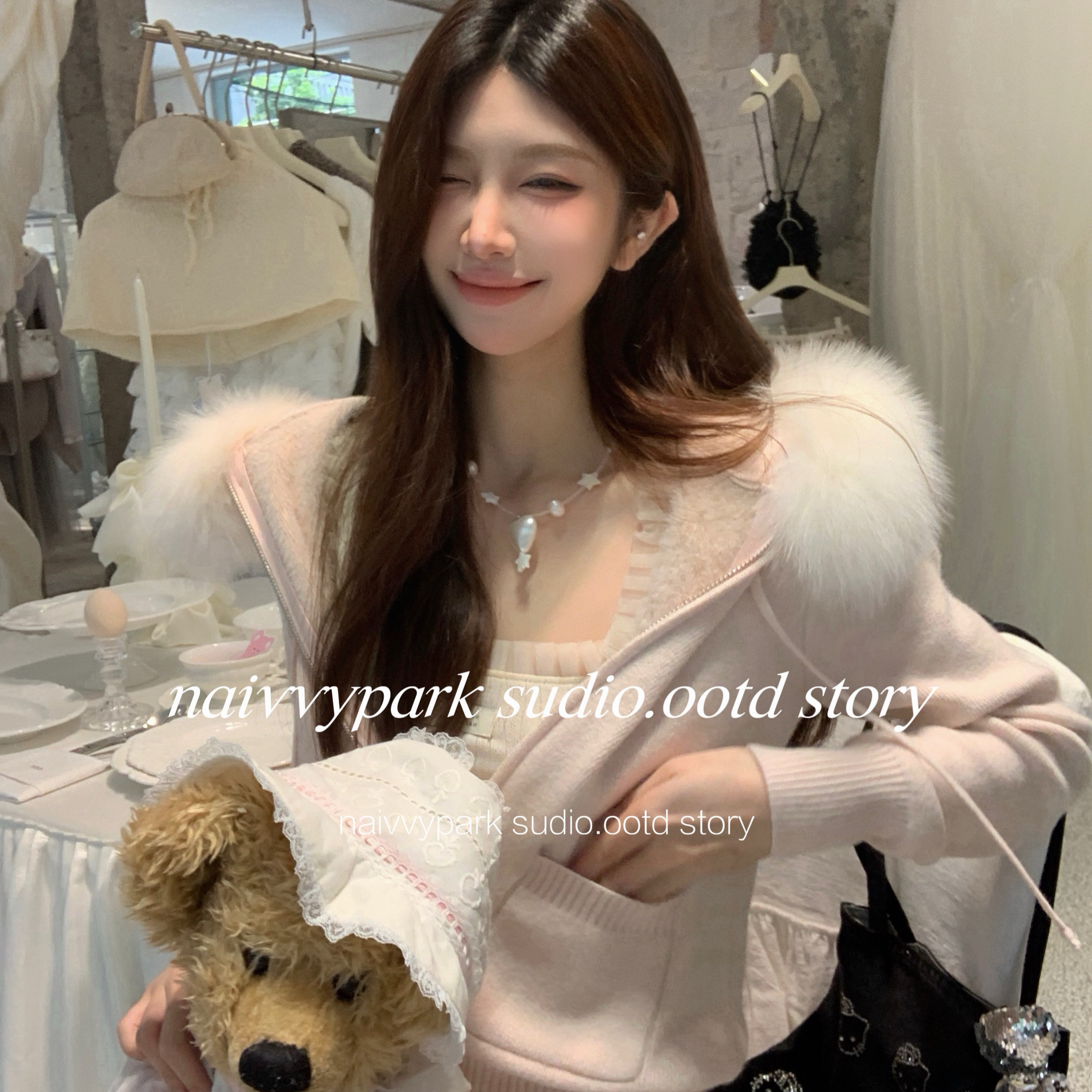 NAIVVY【冬日恋岛】秋冬显瘦气质小众设计纯欲温柔上衣裤子