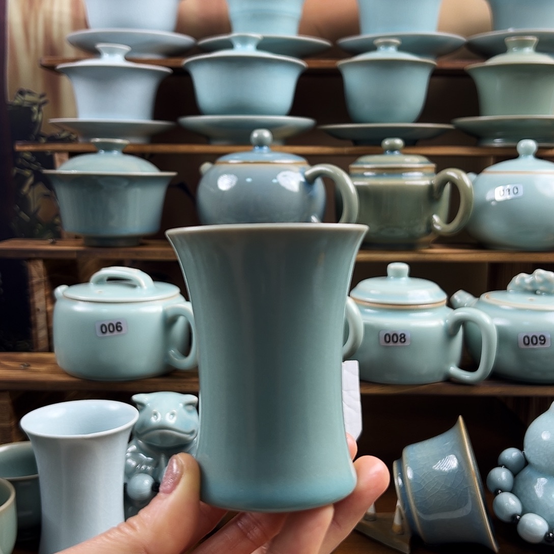 仿古釉束腰手工杯