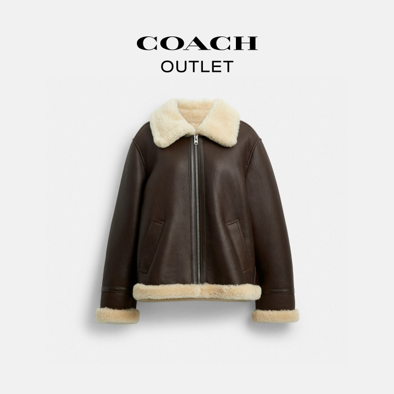 【新品】COACH/蔻驰奥莱 AVIATOR羊毛皮夹克