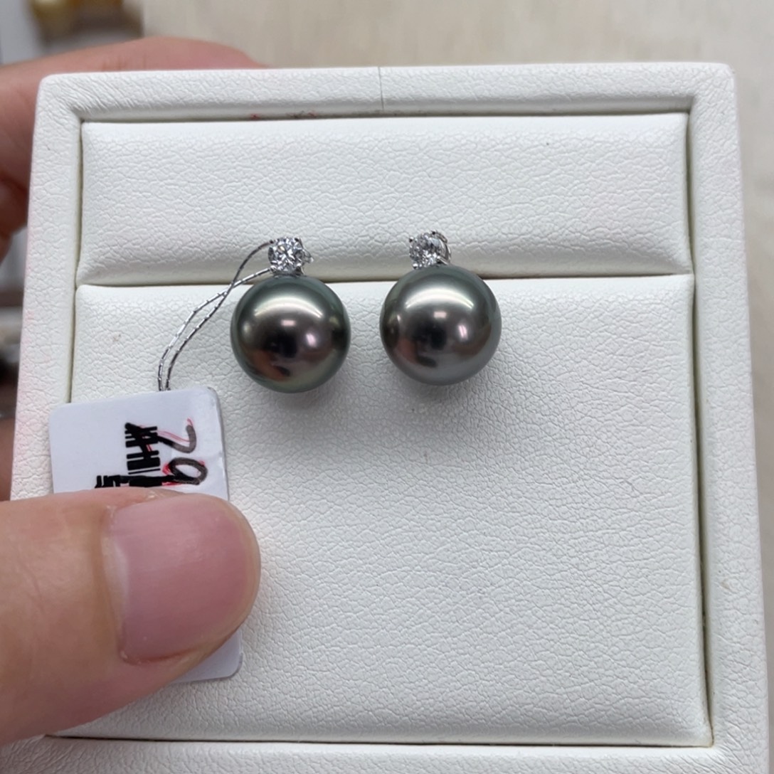 18K金镶嵌海水珍珠耳饰10-11mm